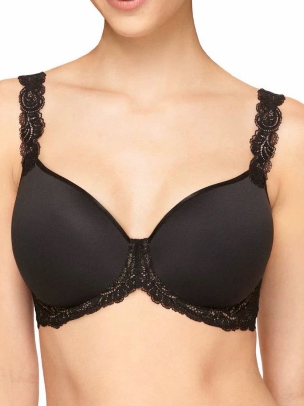 Wacoal Black Vivid Encounter Lace Trim Contour Underwire Bra 34C NEW 853395